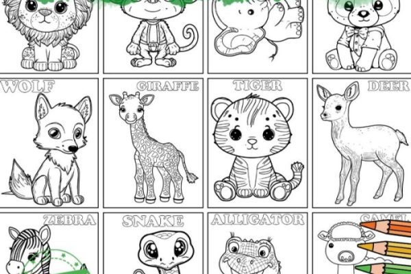 Cute wild animal coloring pages