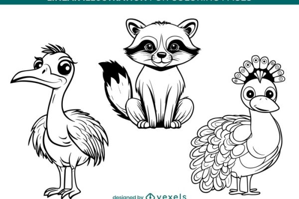 Cute animal coloring pages realistic