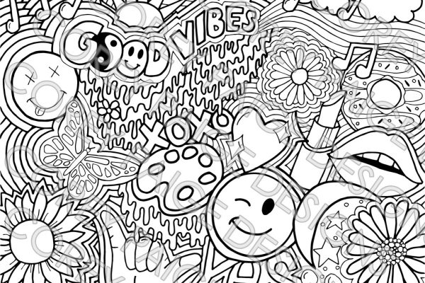 Hippie animals coloring book