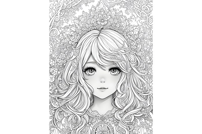 Anime character headshot coloring pages