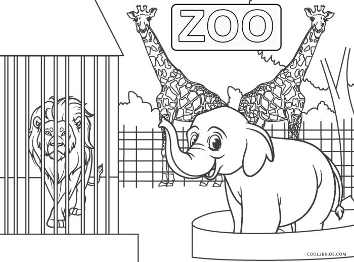 Animals of the zoo coloring pages