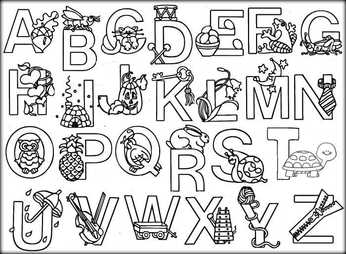 Animals alphabet coloring pages