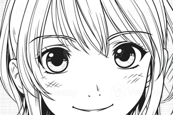 Anime character headshot coloring pages