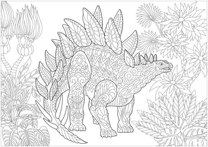 Animated dinosaur coloring pages stegasauras