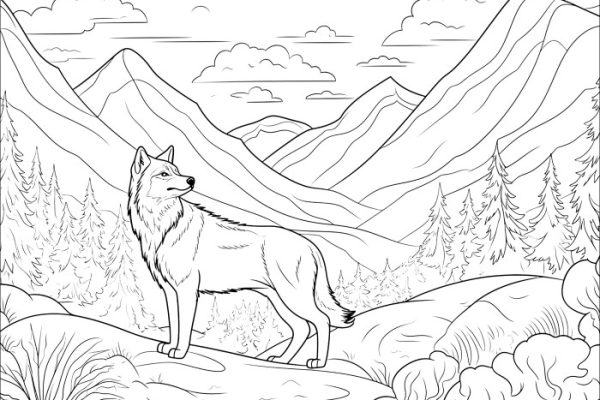 Animal coloring pages realistic wolf