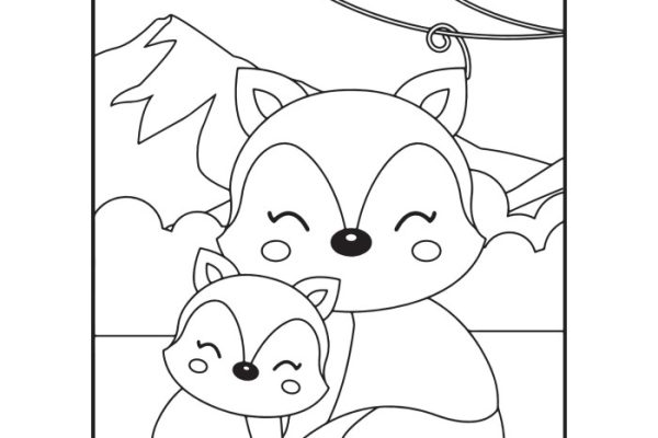 Cute coloring book page animals