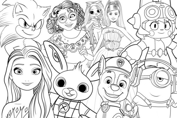 Animation characters coloring pages