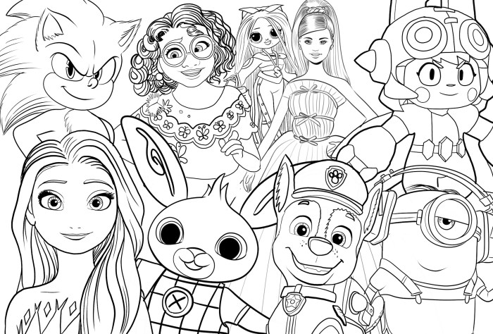 Animation characters coloring pages