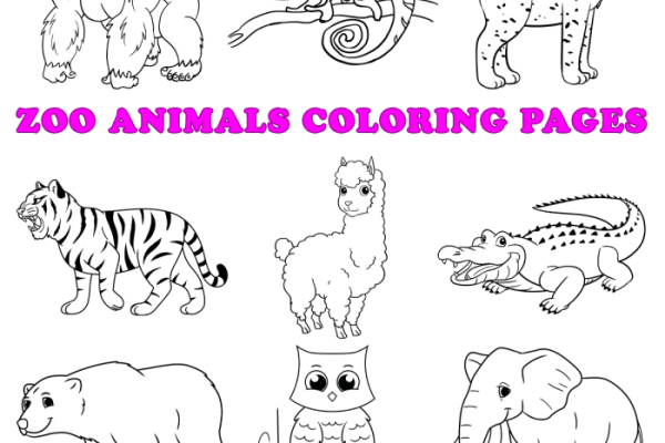 Coloring pages animals in zoo