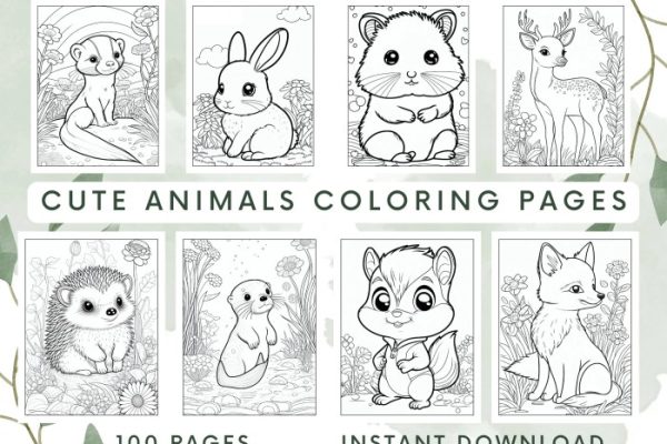 Cute animal coloring sheet