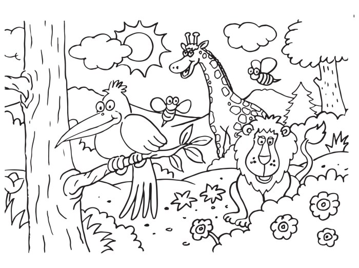 Animals in the forest coloring pages