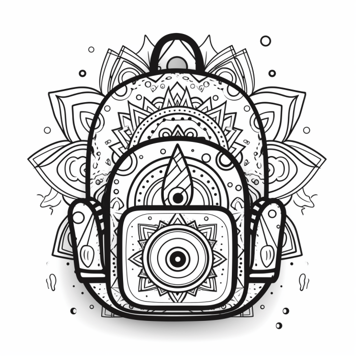 Animals with backpacks coloring page