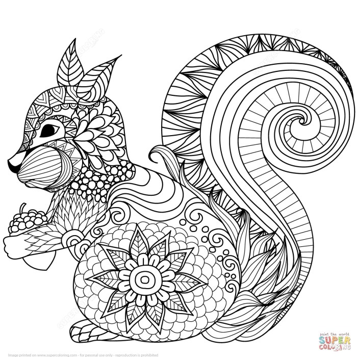 Animal zentangle coloring page easy