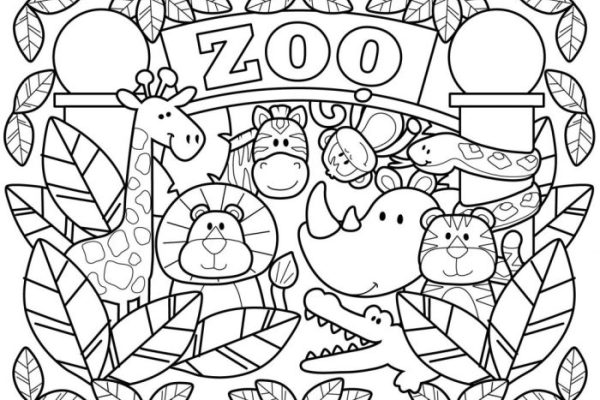 Zoo animals coloring pages