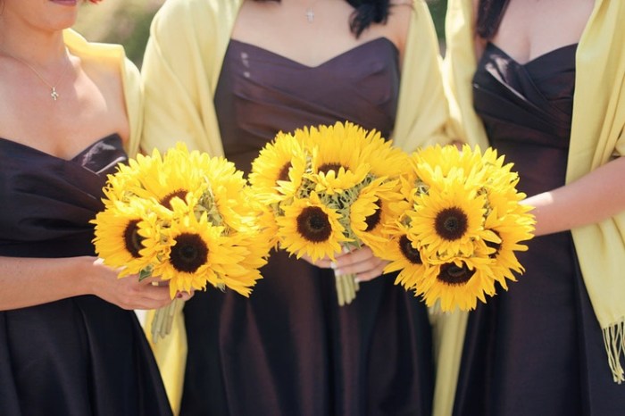 Wedding dresses with sunflowers