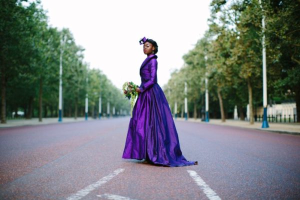 Royal purple wedding dress