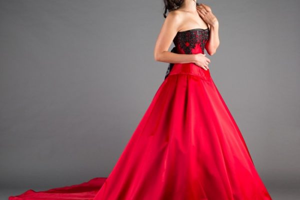 Red wedding dress for bride