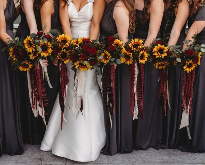 Wedding dresses with sunflowers