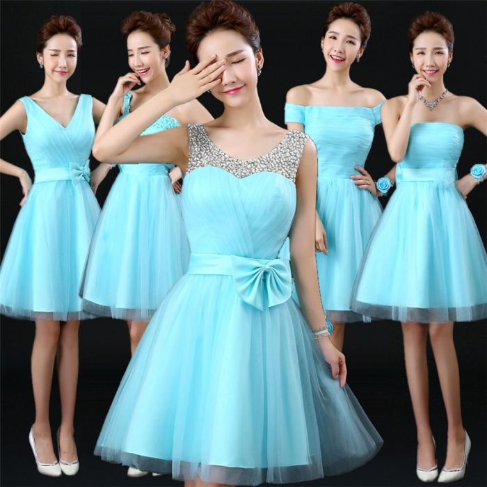 Sky blue wedding dress