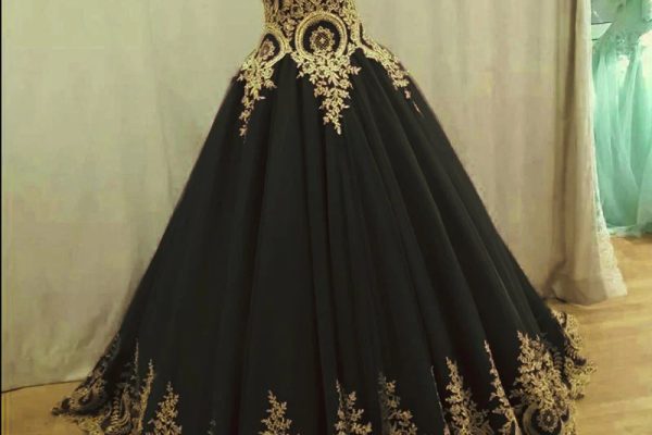 Black and gold wedding dresses