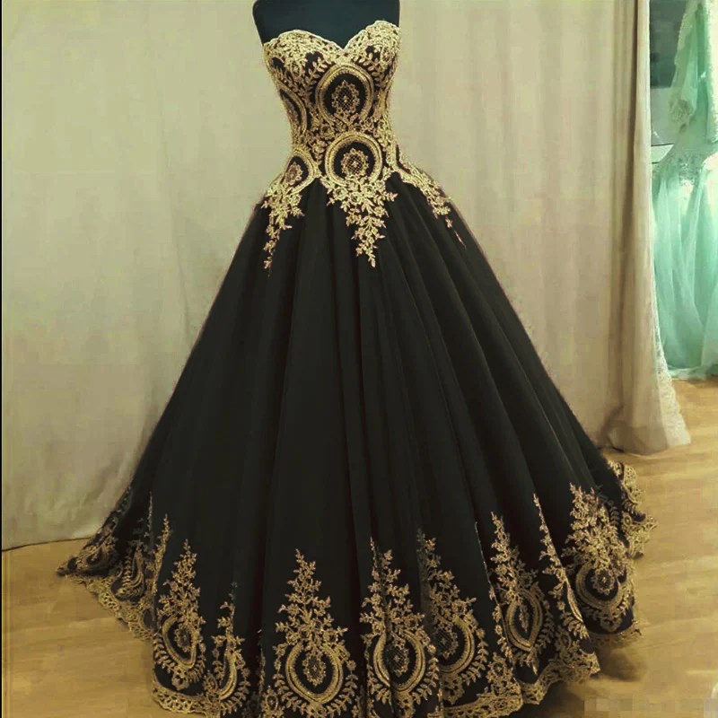 Black and gold wedding dresses