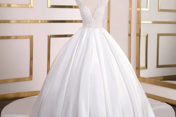 Satin lace wedding dress