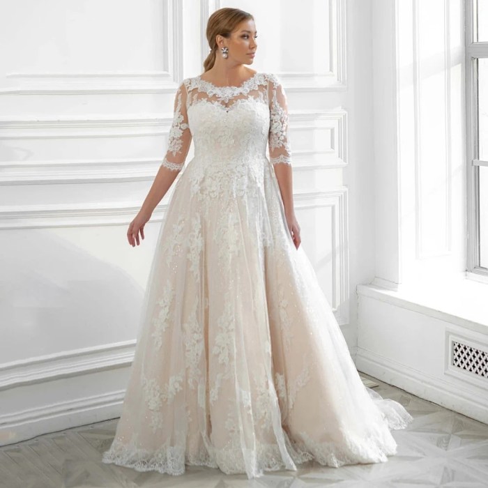 A-line plus size wedding dress