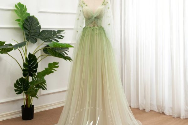 Sage green formal dress for wedding