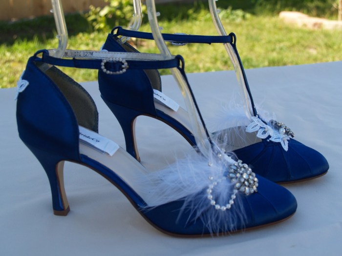 Navy blue shoes with wedding dress