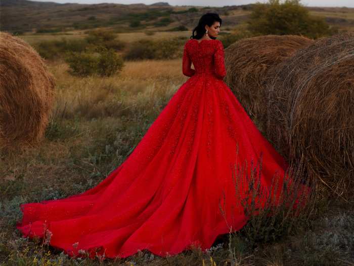 Red midi dress for wedding