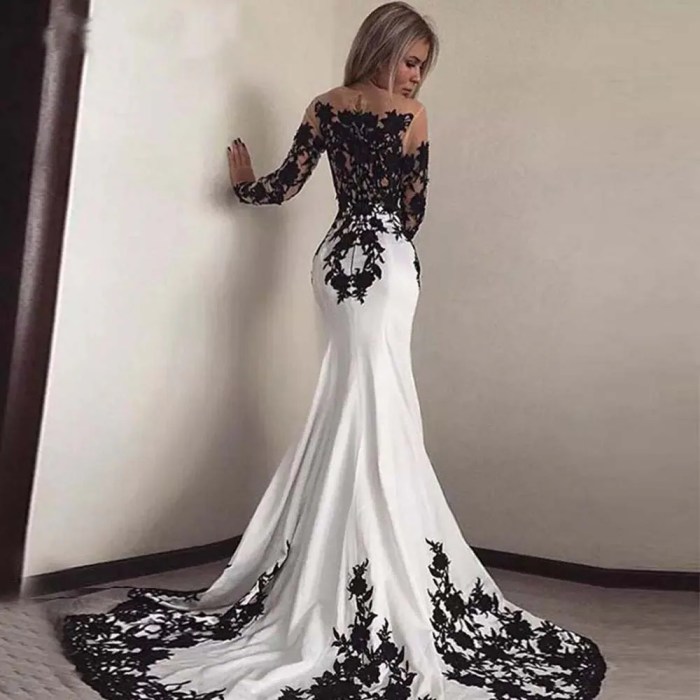 Black and white wedding dresses with sleeves