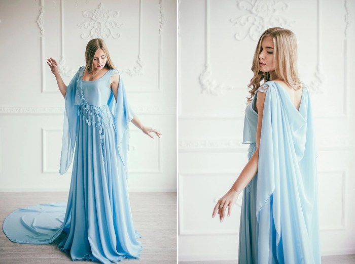 Sky blue wedding dress