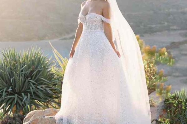 Off the shoulder aline wedding dress