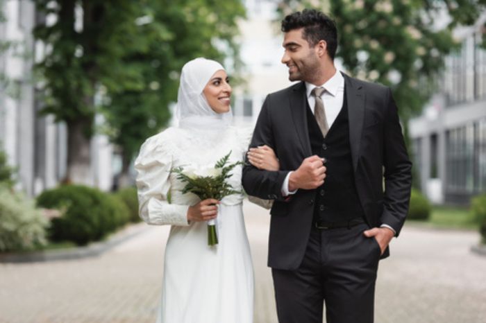 Muslim wedding dress with hijab